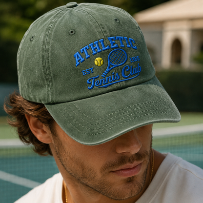 Athletic Tennis Club Washed Cap, Est 1985 Vintage Tennis Hat - Washed Cap - lifestyle view 4