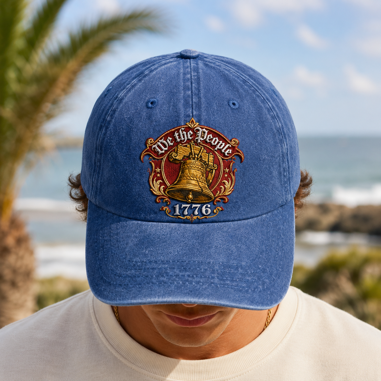 We the People 1776 Liberty Bell Washed Cap, American Constitution Hat - washed cap - detail view