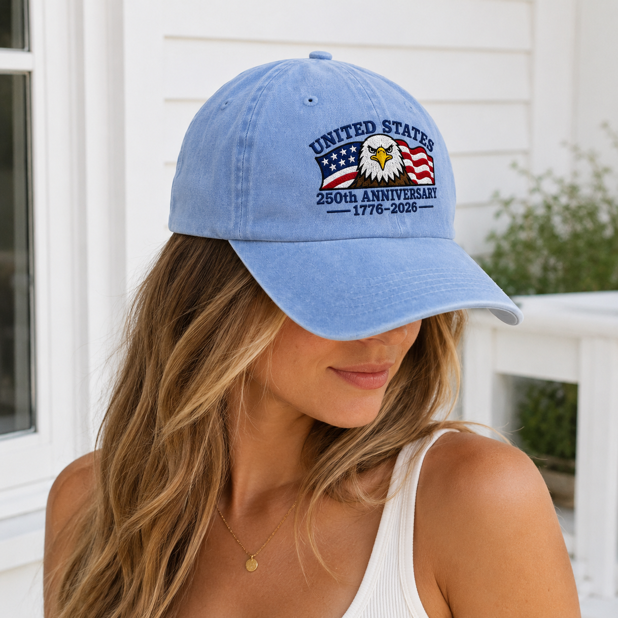 United States 250th Anniversary Washed Cap, 1776-2026 Patriotic Eagle Hat - washed cap - lifestyle view 7