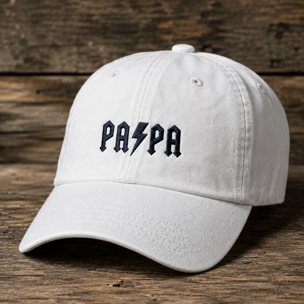 Papa Lightning Washed Cap, Distressed Baseball Hat for Dad Gift - Washed Cap - detail view
