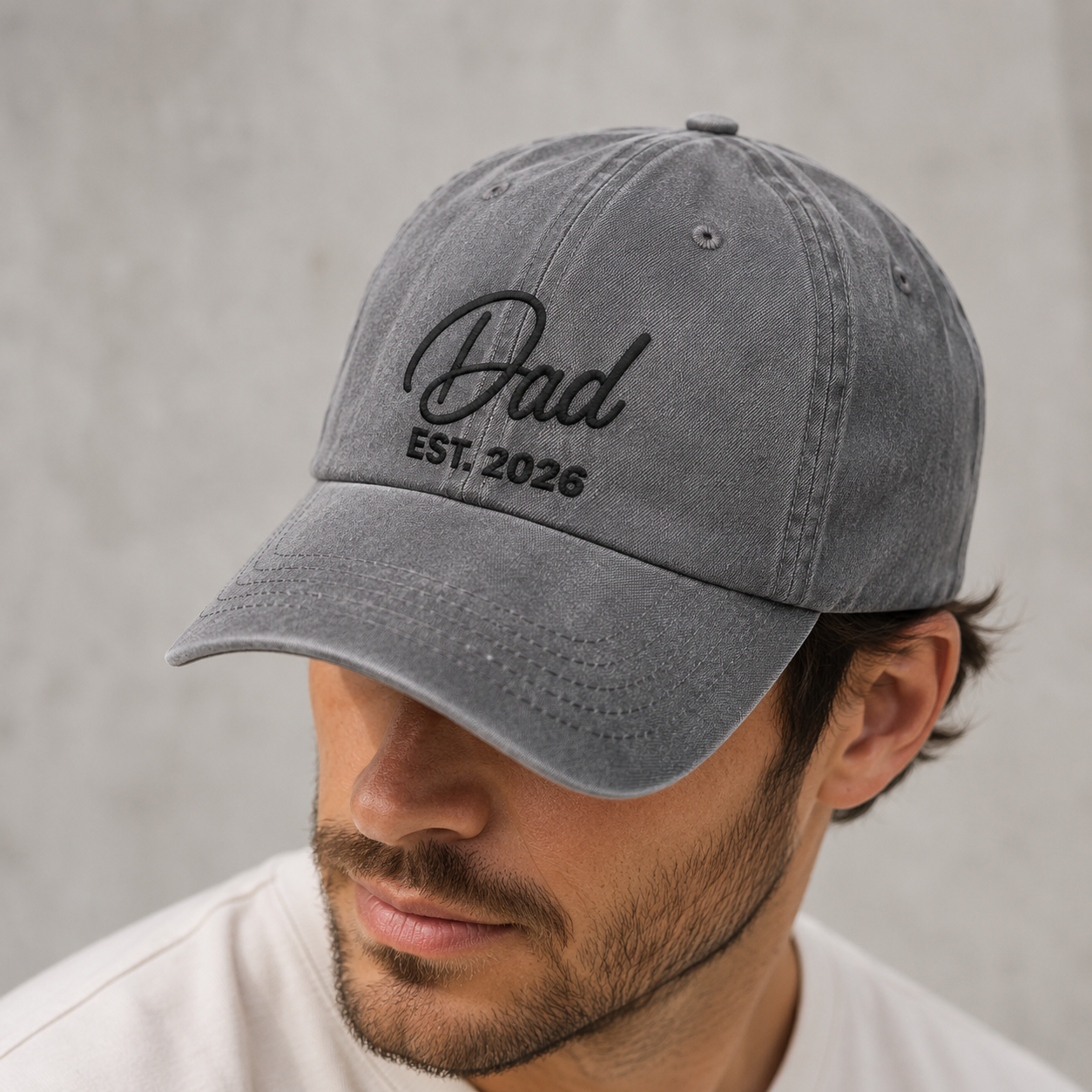 Dad Est. 2026 Washed Cap, New Father Baseball Hat, Father's Day Gift - Washed Cap - lifestyle view 7