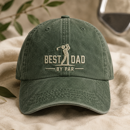 Best Dad By Par Golf Washed Cap, Fathers Day Golfer Gift Hat - Washed Cap - lifestyle view 2