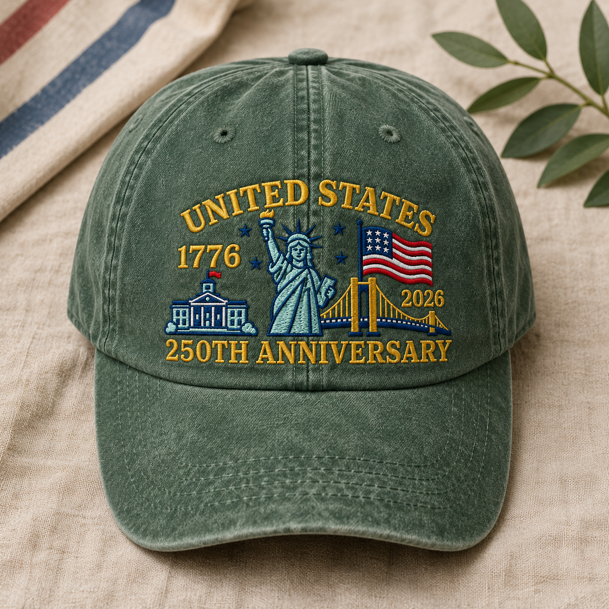 United States 1776 2026 250th Anniversary Washed Cap, Patriotic America Birthday Hat - washed cap - lifestyle view 5