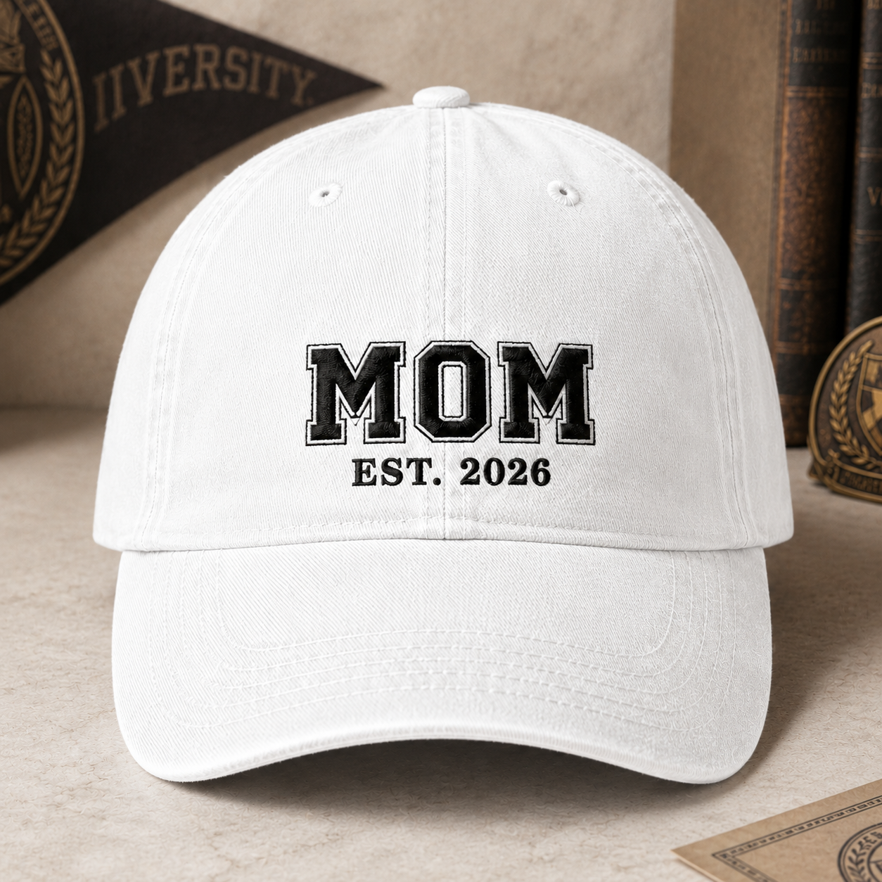 Mom Est. 2026 Washed Cap, Embroidered New Mom Baseball Hat Gift - Washed Cap - lifestyle view 2