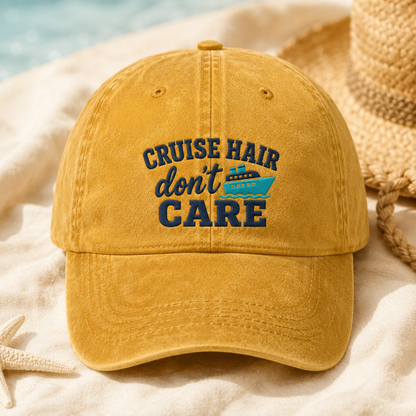 Cruise Hair Don't Care Washed Cap, Nautical Travel Dad Hat - Washed Cap - lifestyle view 2