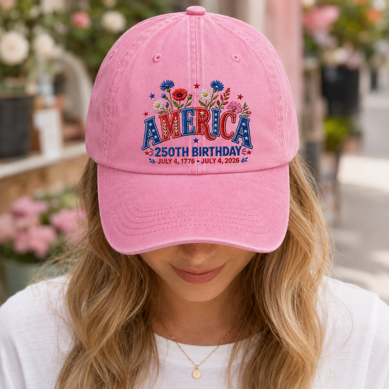 America 250th Birthday Washed Cap, Patriotic USA July 4 2026 Gift - washed cap - lifestyle view 9