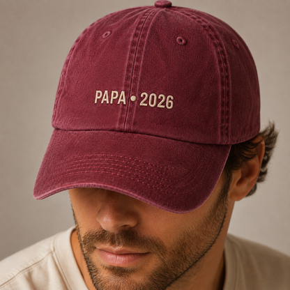 Papa 2026 Washed Cap, Embroidered Dad Hat for New Grandpa Gift - Washed Cap - lifestyle view 4