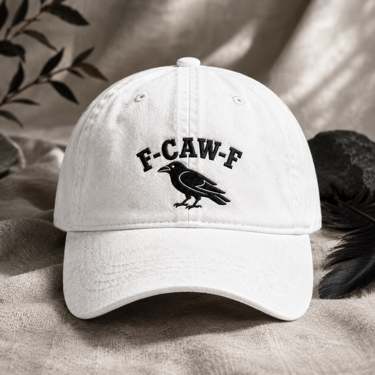F-Caw-F Crow Washed Cap, Sarcastic Raven Bird Hat - Washed Cap - lifestyle view 2