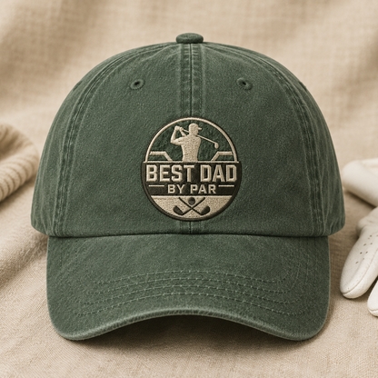 Best Dad By Par Washed Cap, Golf Dad Hat for Father's Day Gift - Washed Cap - lifestyle view 2