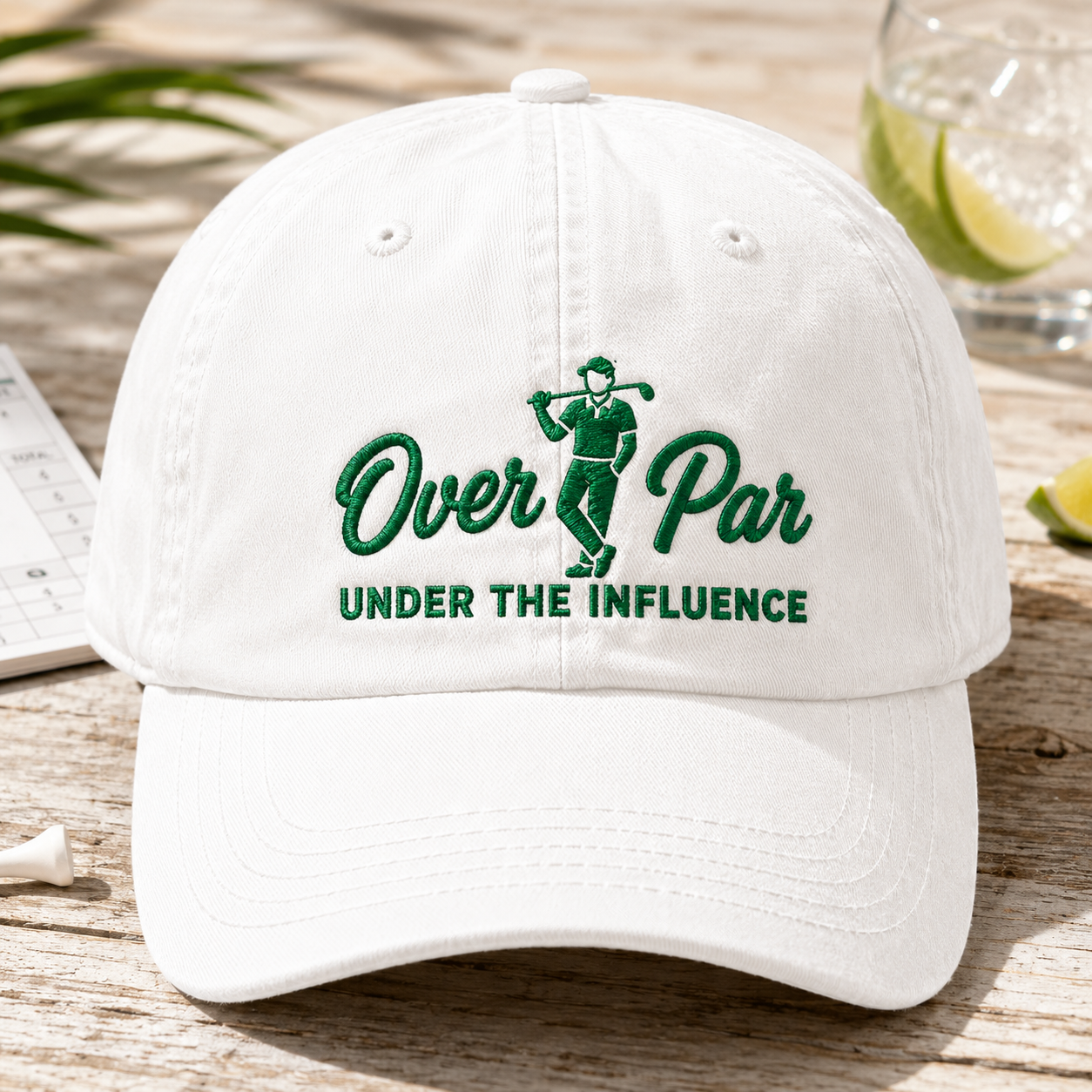 Over Par Under the Influence Washed Cap, Funny Golf Drinking Hat - Washed Cap - lifestyle view 2