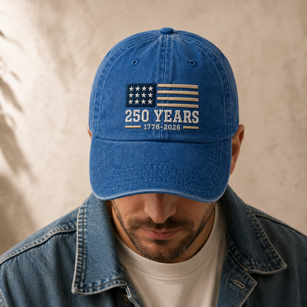 250 Years 1776-2026 Washed Cap, Patriotic America Hat for Semiquincentennial - washed cap - lifestyle view 9