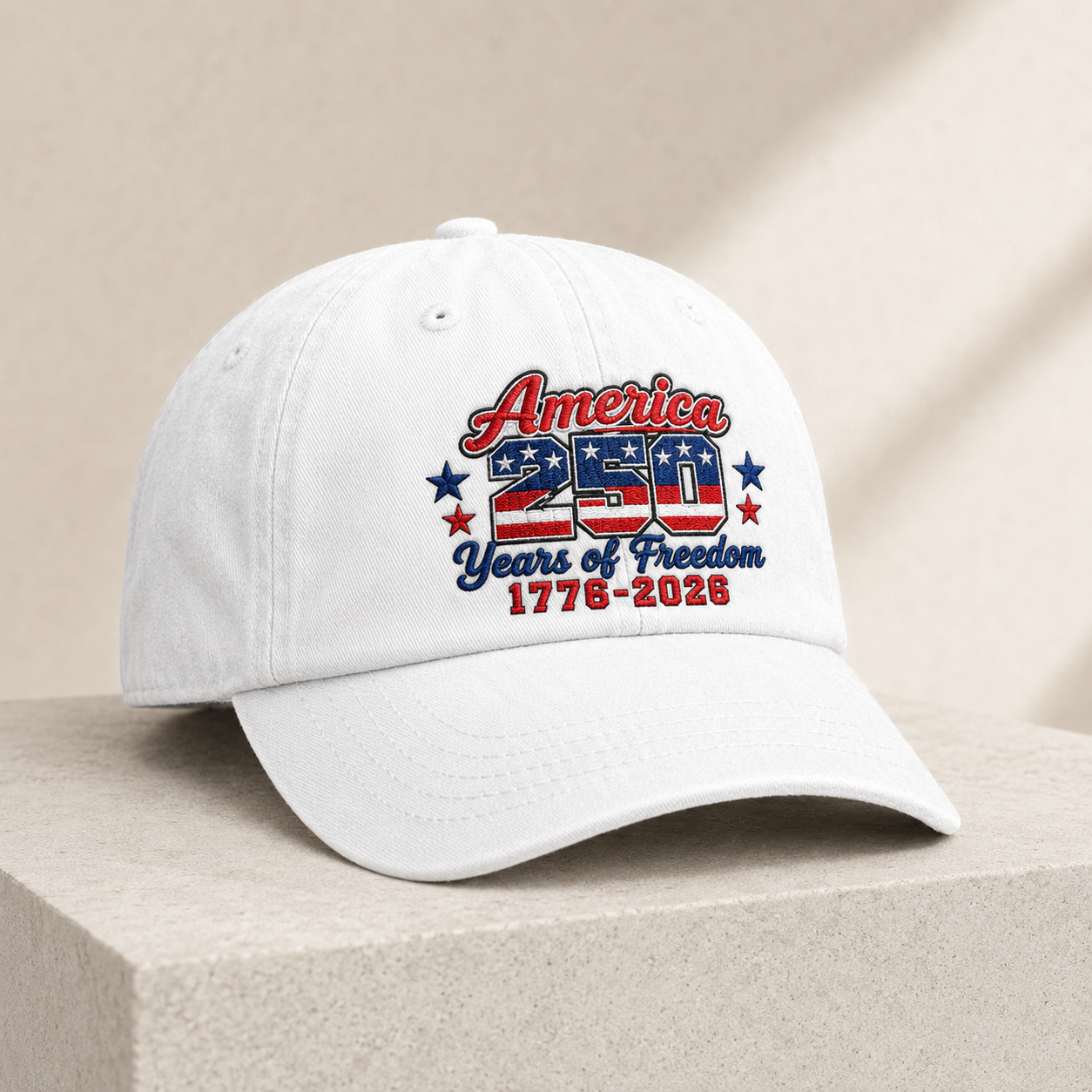 USA 250th Birthday Washed Cap, America 250 Years of Freedom 1776-2026 Patriotic Hat - washed cap - lifestyle view 3