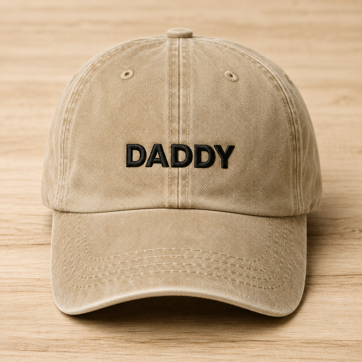 Daddy Embroidered Washed Cap, Funny Dad Hat Gift for Father's Day - Washed Cap - front view