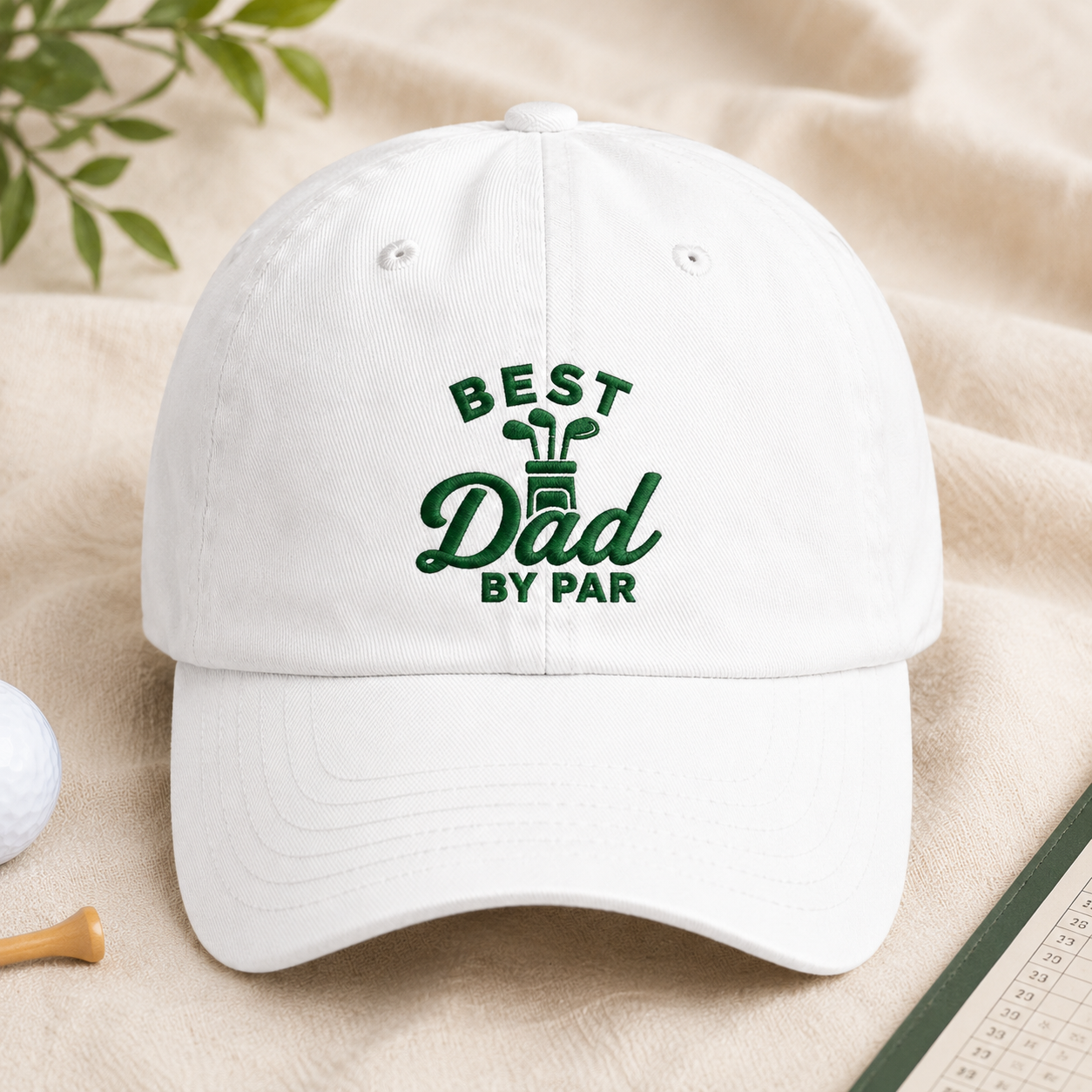 Dad By Par Golf Washed Cap, Father's Day Hat for Golf Dad - Washed Cap - front view