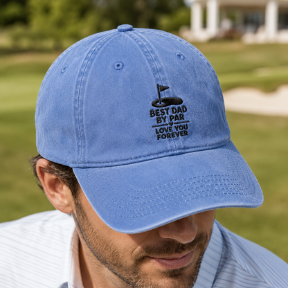 Dad By Par Love You Forever Washed Cap, Golf Father's Day Hat - Washed Cap - lifestyle view 3