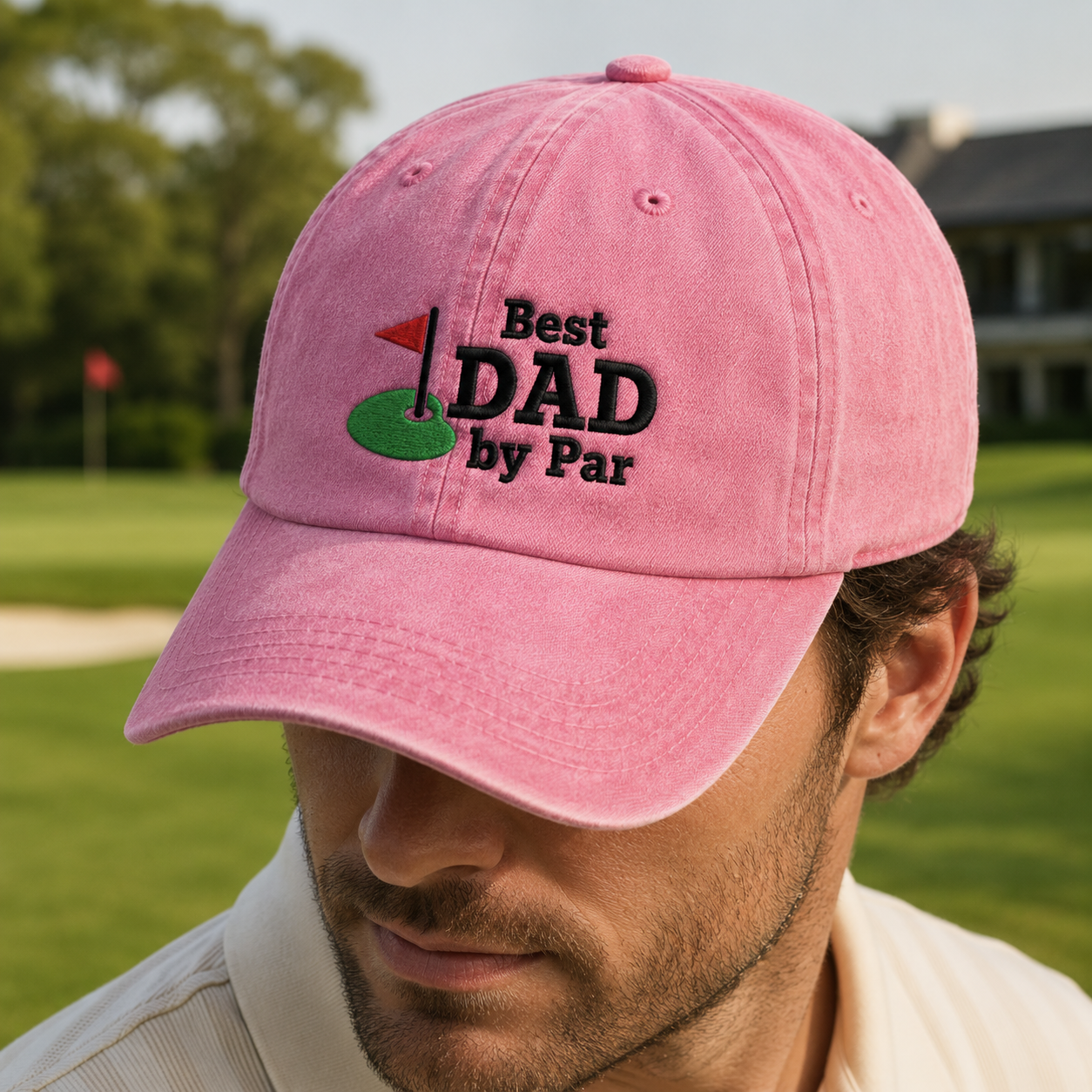 Best Dad by Par Washed Cap, Golfing Papa Hat for Father's Day - Washed Cap - lifestyle view 4