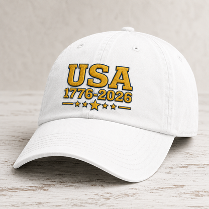USA 1776-2026 Washed Cap, Patriotic 250th Anniversary Hat - washed cap - lifestyle view 2