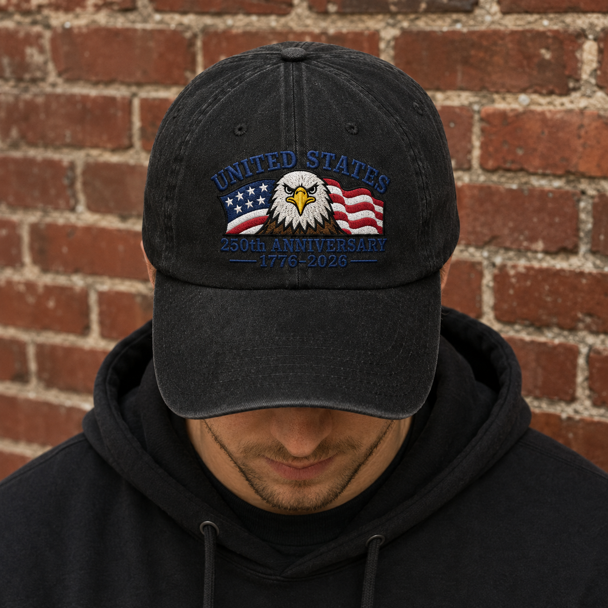 United States 250th Anniversary Washed Cap, 1776-2026 Patriotic Eagle Hat - washed cap - lifestyle view 8