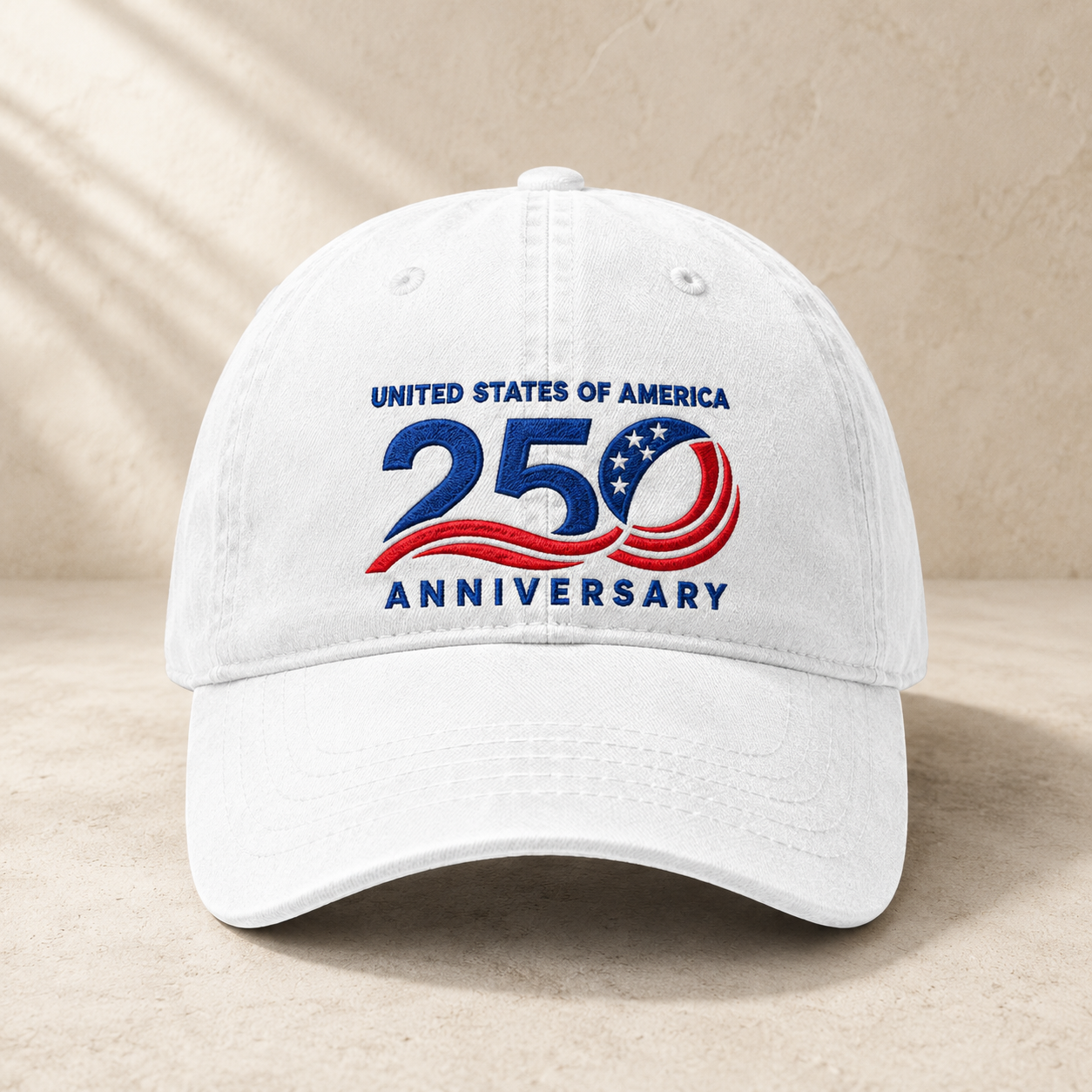 United States of America 250 Anniversary Washed Cap, Patriotic 1776-2026 Baseball Hat - washed cap - front view