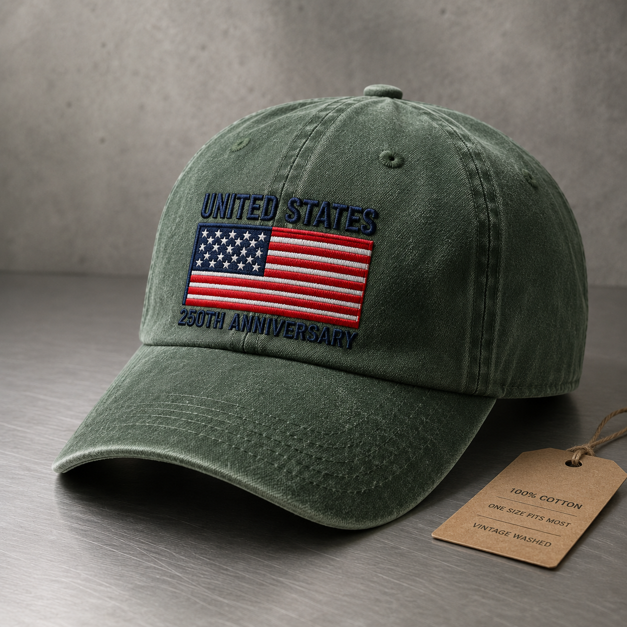 United States 250th Anniversary Washed Cap, Patriotic Flag Hat for America 250 Celebration - washed cap - lifestyle view 3