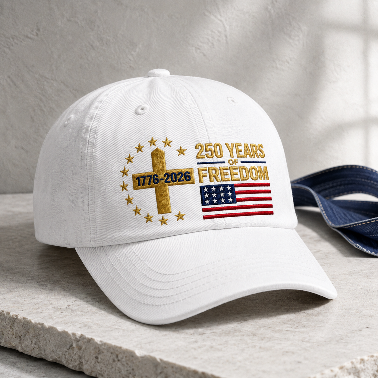 250 Years of Freedom Washed Cap, 1776-2026 USA Anniversary Hat - washed cap - lifestyle view 2