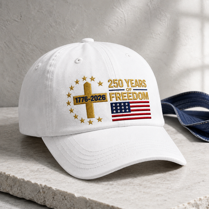 250 Years of Freedom Washed Cap, 1776-2026 USA Anniversary Hat - washed cap - lifestyle view 2