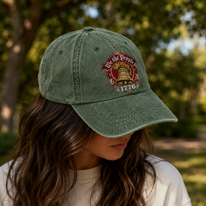 We the People 1776 Liberty Bell Washed Cap, American Constitution Hat - washed cap - lifestyle view 7