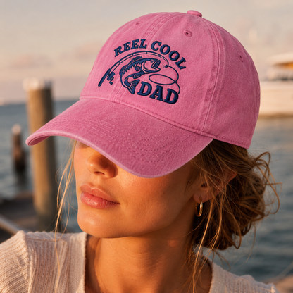 Reel Cool Dad Washed Cap, Fishing Father Gift - Washed Cap - lifestyle view 4