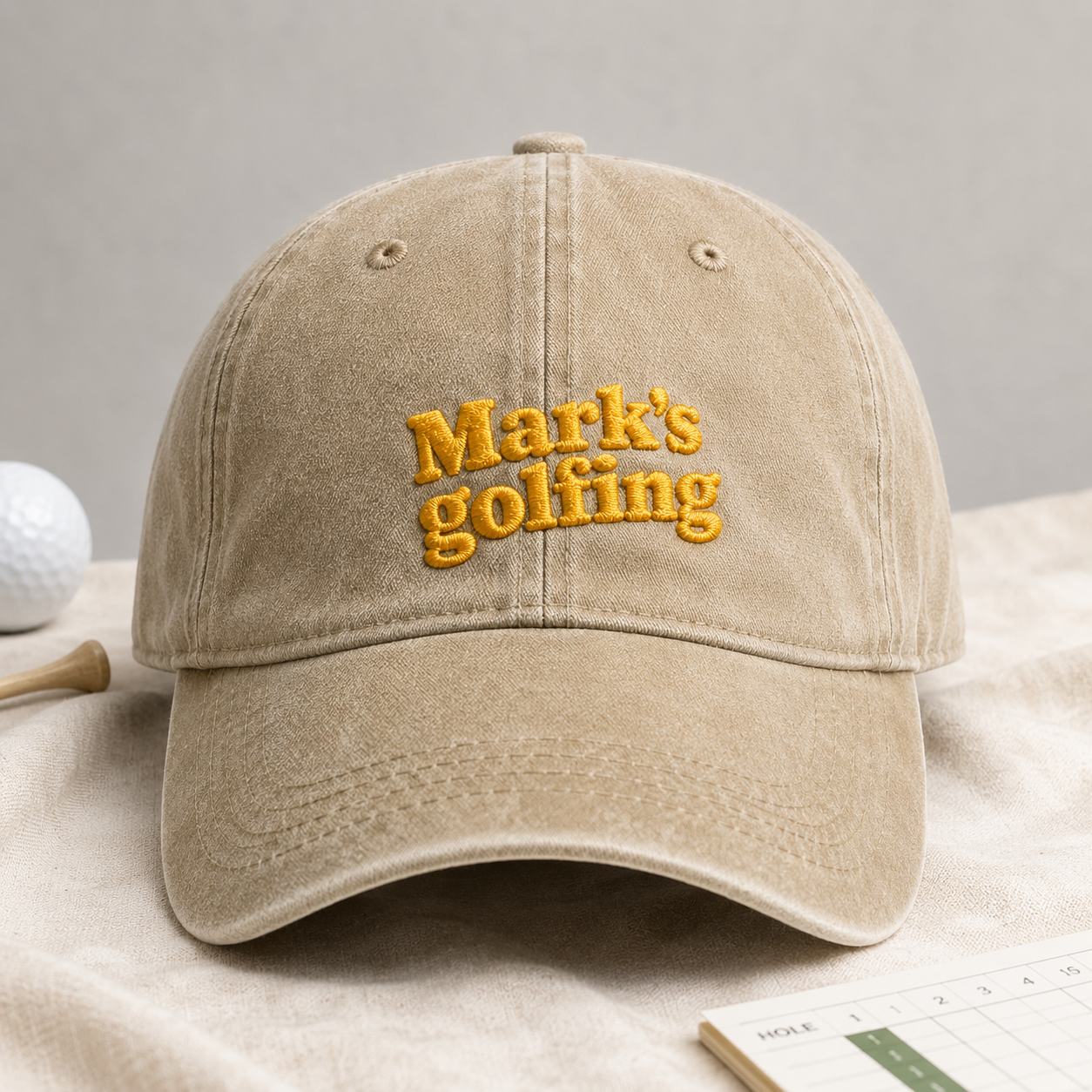 Mark's Golfing Washed Cap, Embroidered Golf Hat for Men - Washed Cap - lifestyle view 2