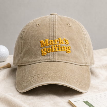 Mark's Golfing Washed Cap, Embroidered Golf Hat for Men - Washed Cap - lifestyle view 2