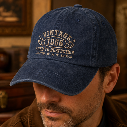 Vintage 1956 Aged To Perfection Washed Cap, Limited Edition Birthday Gift - Washed Cap - lifestyle view 6