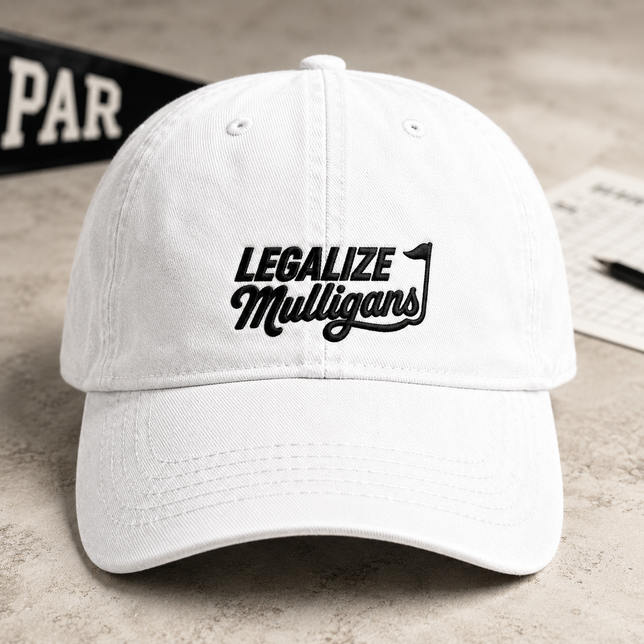 Legalize Mulligans Golf Washed Cap, Funny Golfer Hat - Washed Cap - detail view
