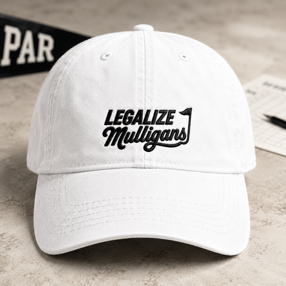 Legalize Mulligans Golf Washed Cap, Funny Golfer Hat - Washed Cap - detail view