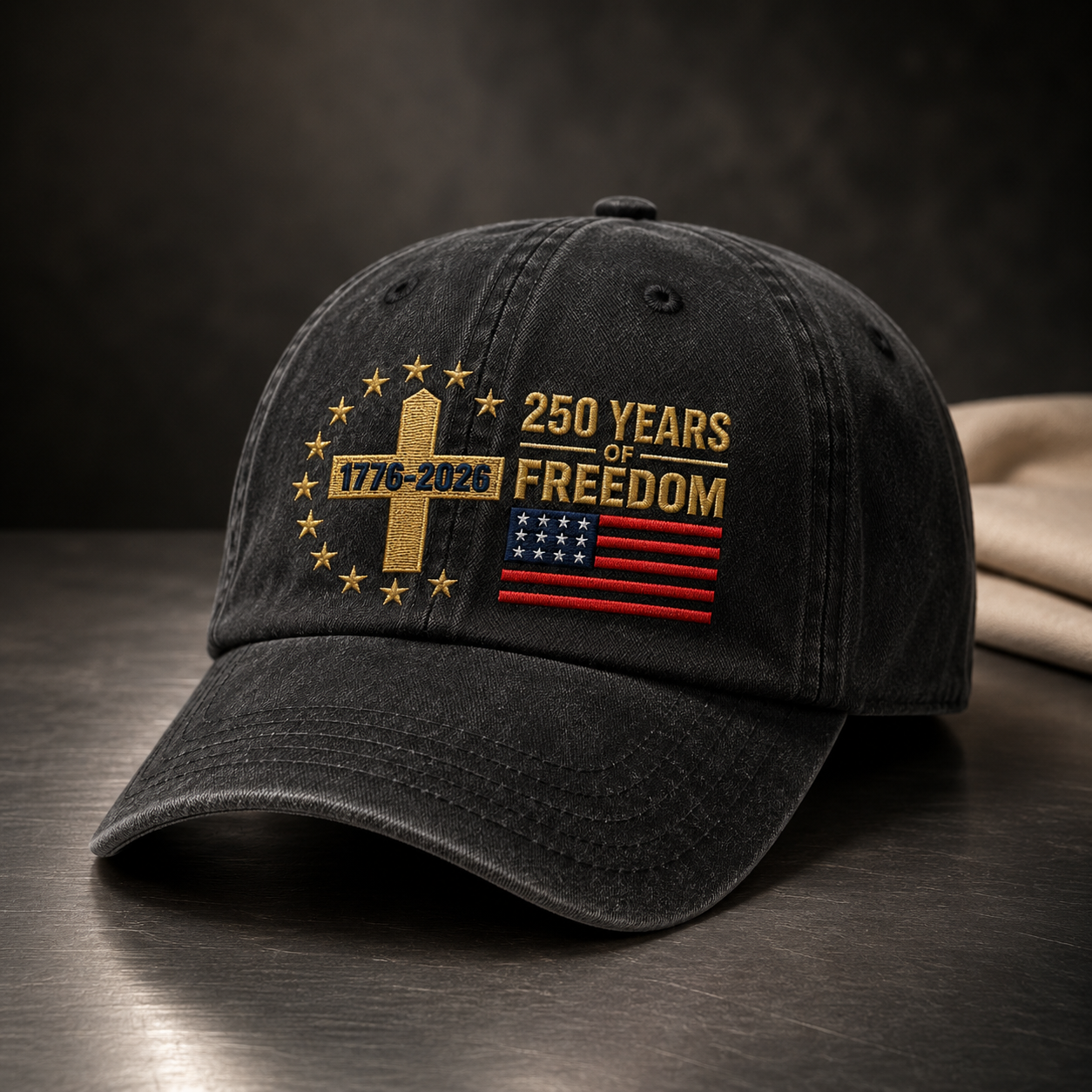 250 Years of Freedom Washed Cap, 1776-2026 USA Anniversary Hat - washed cap - lifestyle view 3