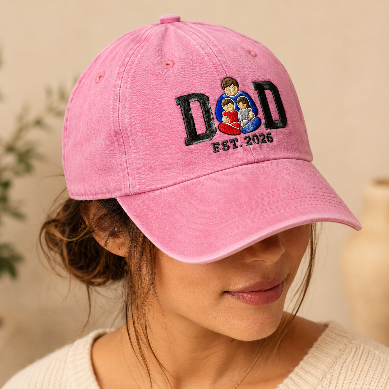 Dad Est. 2026 Embroidered Washed Cap, New Father Gift - Washed Cap - lifestyle view 4
