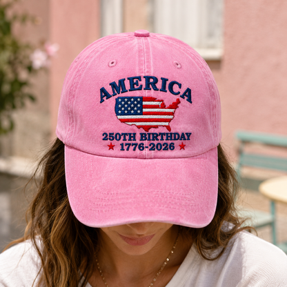 America 250th Birthday Washed Cap, Patriotic USA 1776-2026 Gift - washed cap - lifestyle view 8