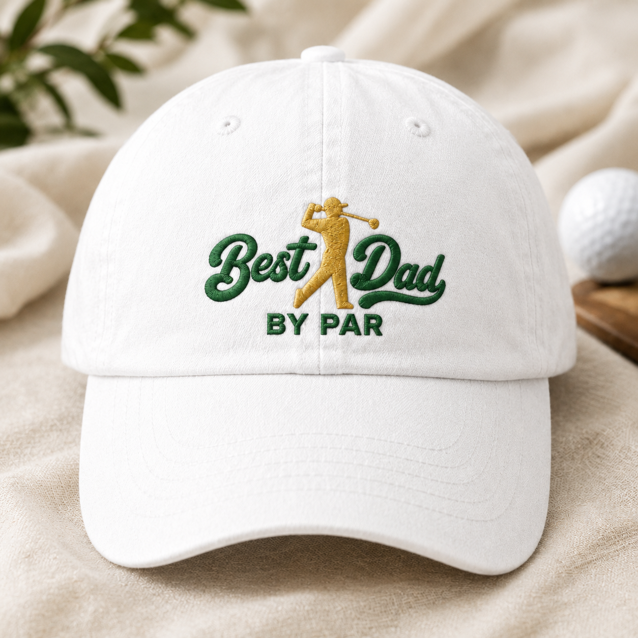 Best Dad By Par Golf Washed Cap, Embroidered Dad Hat for Fathers Day Gift - Washed Cap - lifestyle view 2
