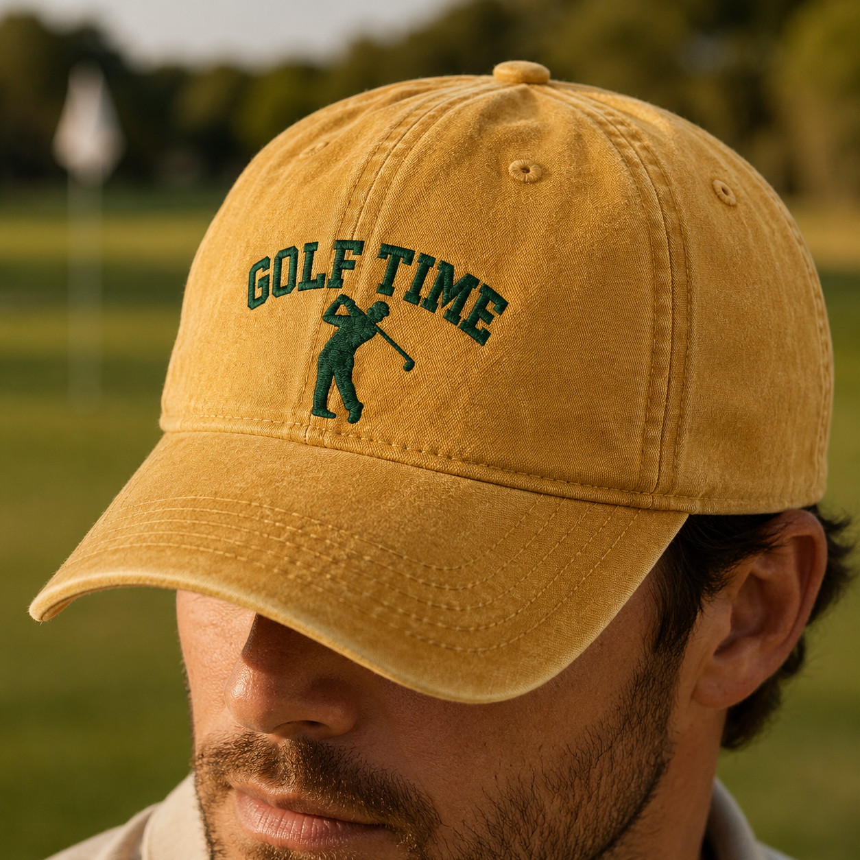 Golf Time Washed Cap, Embroidered Golfer Hat for Golfers - Washed Cap - lifestyle view 4