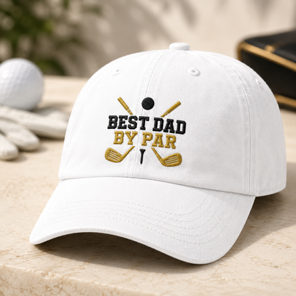 Dad By Par Golf Washed Cap, Funny Father Golfing Gift - Washed Cap - detail view