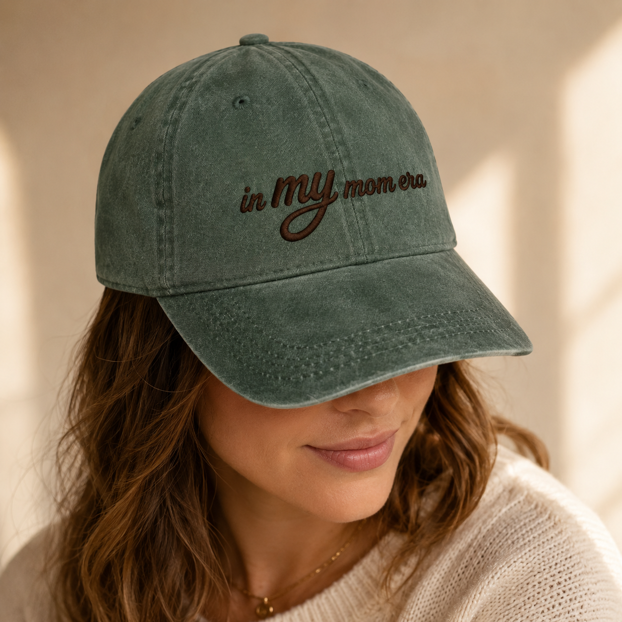 In My Mom Era Washed Cap, Embroidered Mama Hat Gift for New Moms - Washed Cap - lifestyle view 6