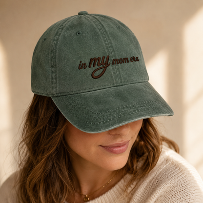 In My Mom Era Washed Cap, Embroidered Mama Hat Gift for New Moms - Washed Cap - lifestyle view 6