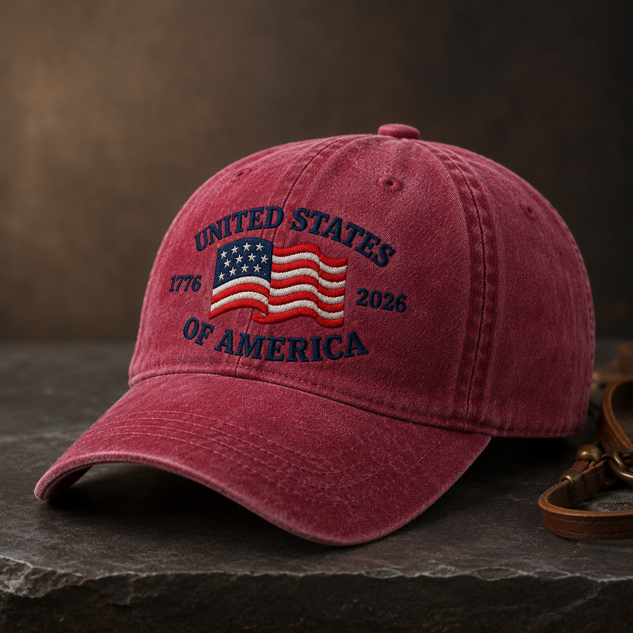 United States of America 1776 2026 Washed Cap, Patriotic Flag Hat for USA 250th Birthday - washed cap - lifestyle view 4