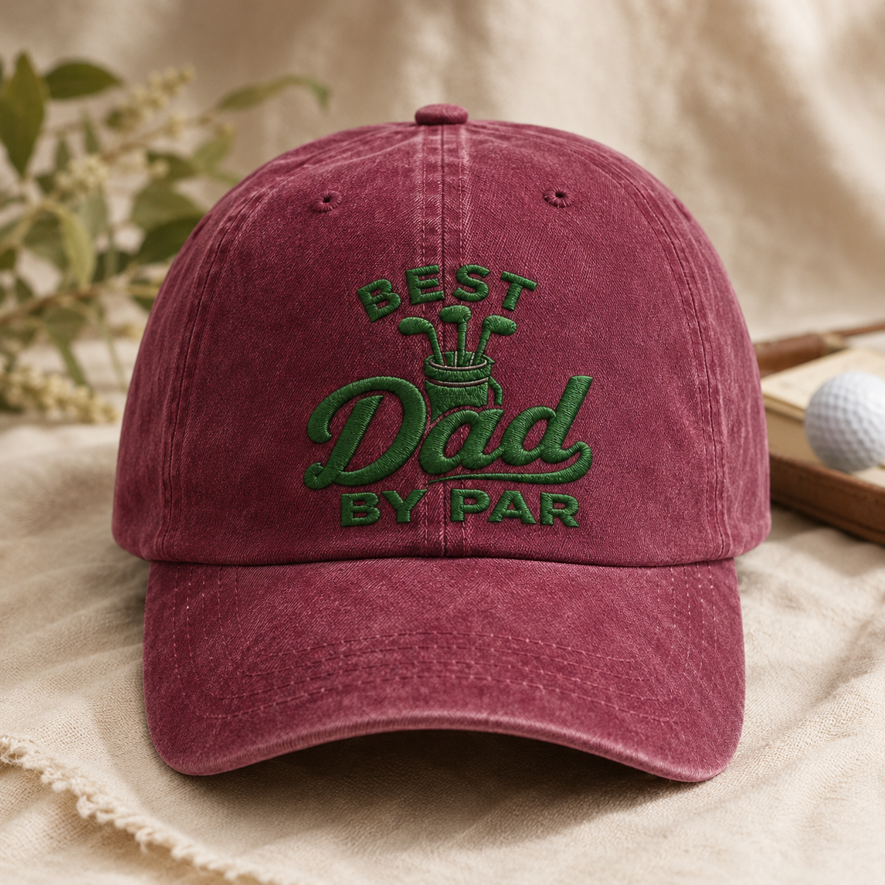 Best Dad by Par Golf Hat, Washed Cap for Father's Day Gift - Washed Cap - lifestyle view 2