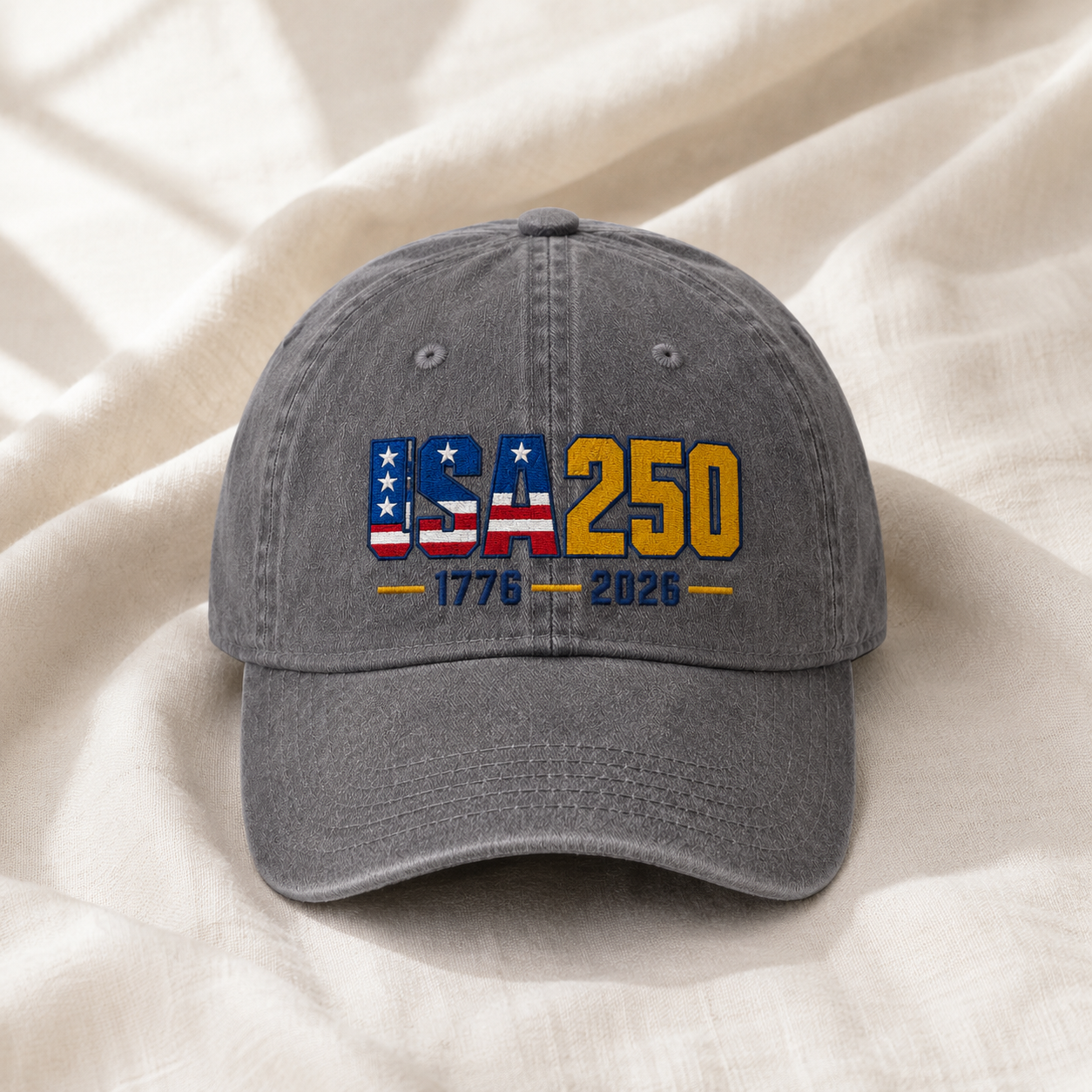 USA250 Washed Cap, 1776 2026 Patriotic America 250 Hat - washed cap - lifestyle view 4
