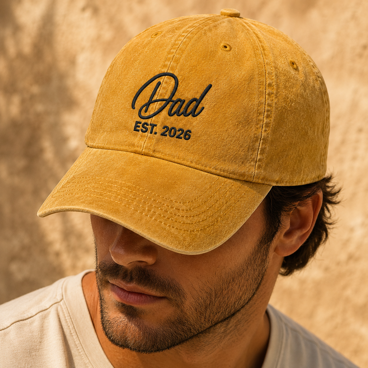 Dad Est. 2026 Washed Cap, New Father Baseball Hat, Father's Day Gift - Washed Cap - lifestyle view 8