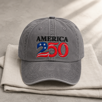 America 250 Washed Cap, Patriotic 1776 2026 Baseball Hat for Semiquincentennial - washed cap - lifestyle view 3