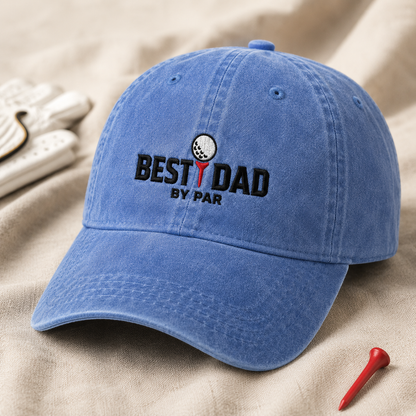 Best Dad By Par Washed Cap, Golf Dad Hat for Father's Day Gift - Washed Cap - lifestyle view 2