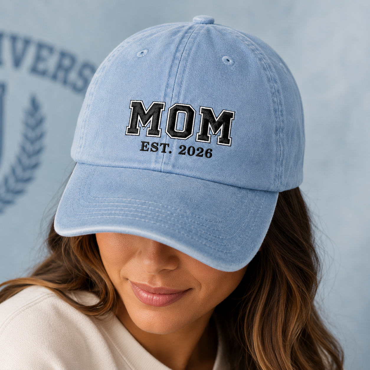 Mom Est. 2026 Washed Cap, Embroidered New Mom Baseball Hat Gift - Washed Cap - lifestyle view 9