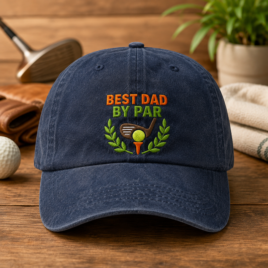 By Par Golf Dad Washed Cap, Father's Day Hat for Golfing Dads - Washed Cap - front view
