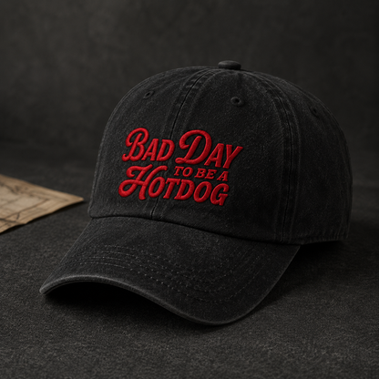 Bad Day To Be A Hotdog Washed Cap, Funny Diner Hat - washed cap - lifestyle view 4